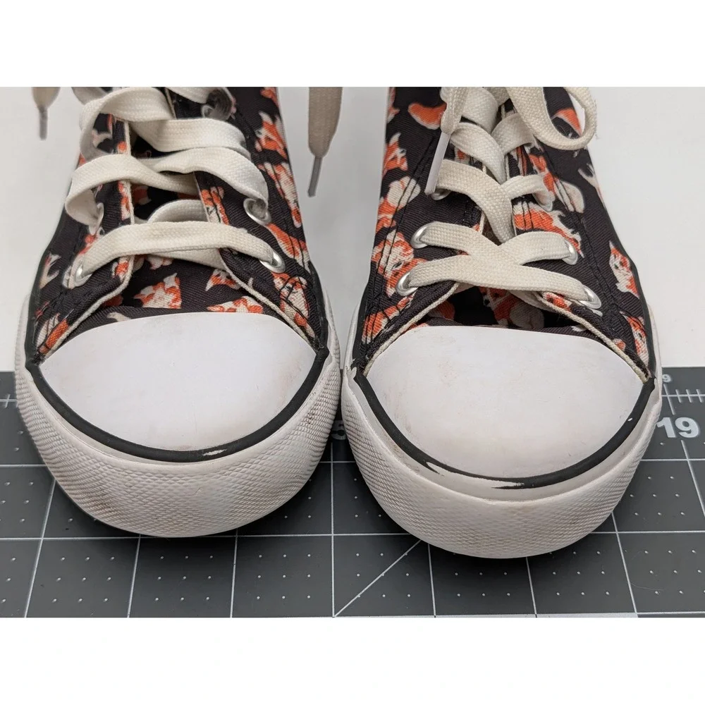 Hot Topic Womens High Top‎ Sneakers Size 6 Corgi Dog Print Canvas Black Orange